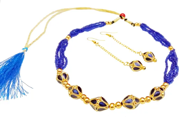 Copper_Based_Assamese_Traditional_Gold_Plated_Blue_Colour_Monimala_Necklace_Set_For_Women_&_Girl